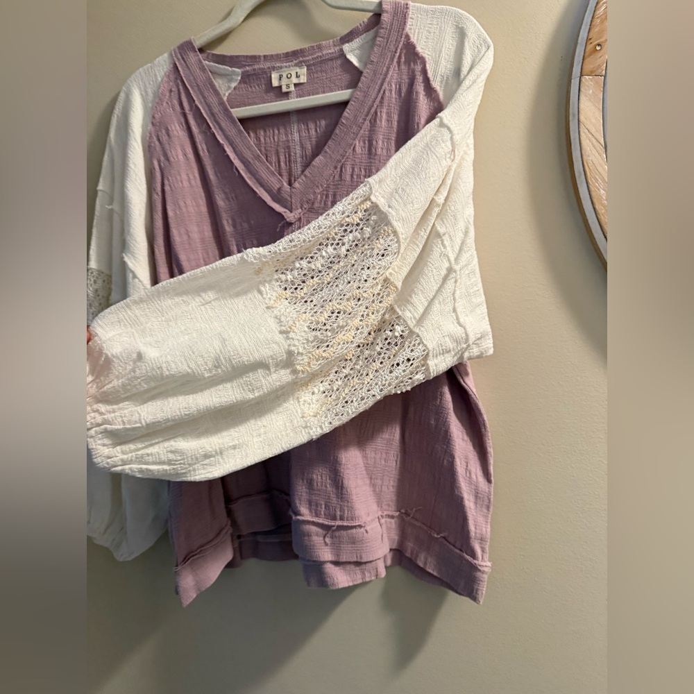 POL Women's Lavender and Cream Blouse - Picture 2 of 7